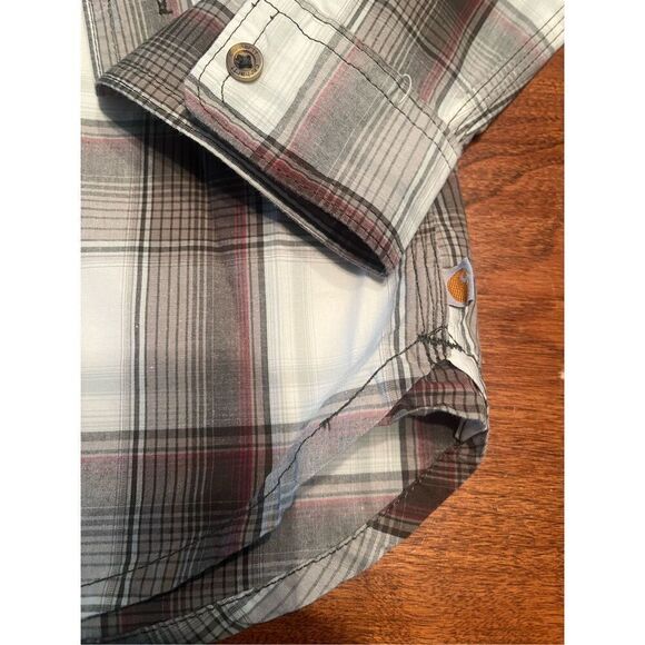 Carhartt Shirt Womens XXL (est) Tan Plaid Button Up Lightweight Pocket Long Slee - Picture 2 of 6